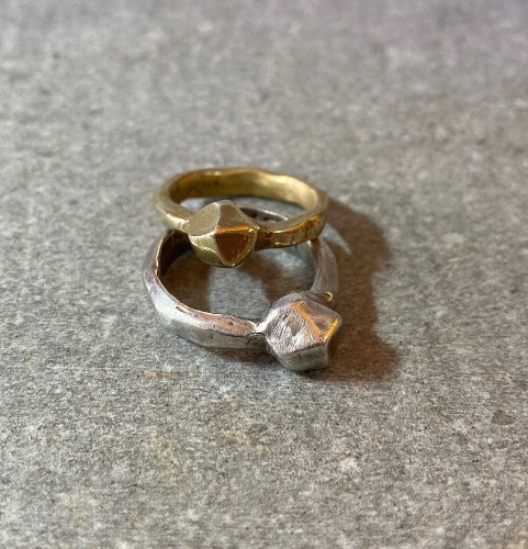 Sculptural Brass Rock Ring