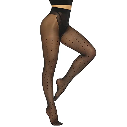 MANZI 20D Polka Dot Tights for Women Patterned Stockings for Women Sheer Ultra Thin High Waist Pantyhose - Dot