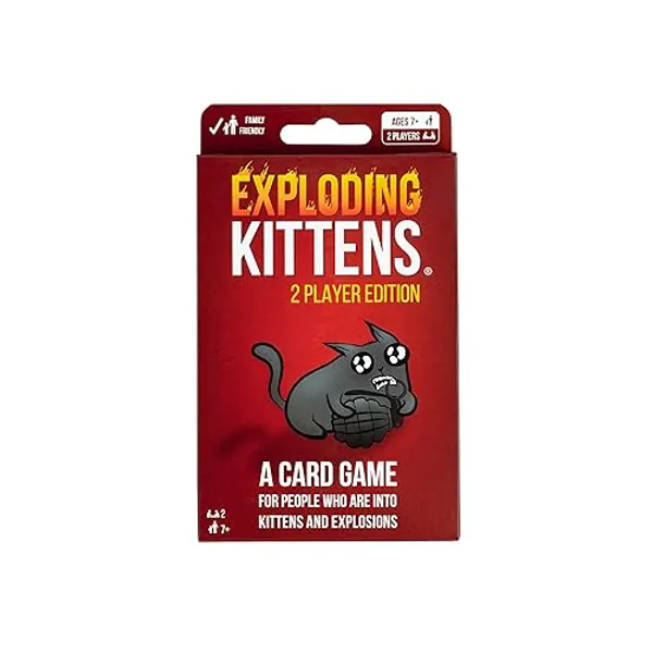 Exploding Kittens Original 2 Player Edition - Hilarious Games for Family Game Night - Funny Card Games for Ages 7 and Up - 56 Cards