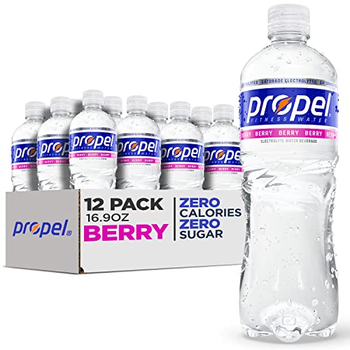 Propel Berry, Zero Calorie Sports Drinking Water with Electrolytes and Vitamins C&E, 16.9 Fl Oz, Pack of 12 - Berry