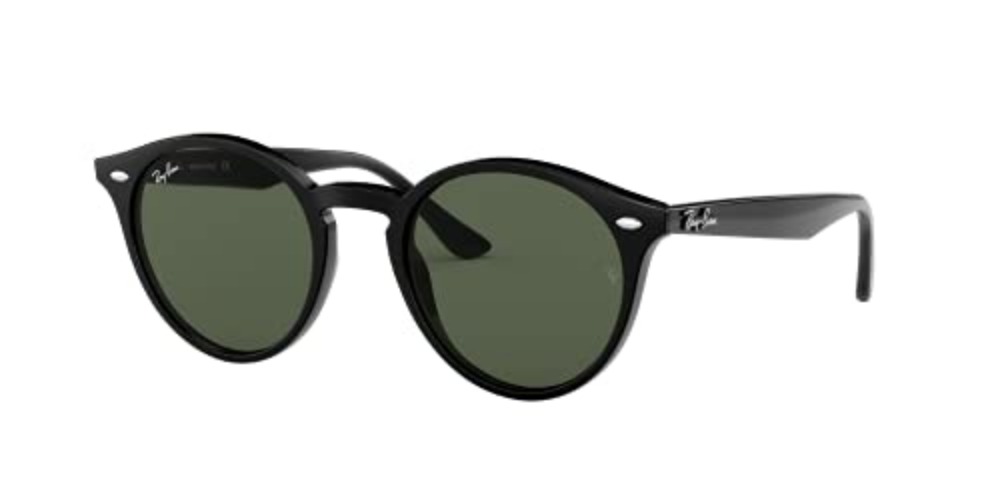 Ray-Ban Rb2180 Round Sunglasses - Black/Dark Green - 49 Millimeters