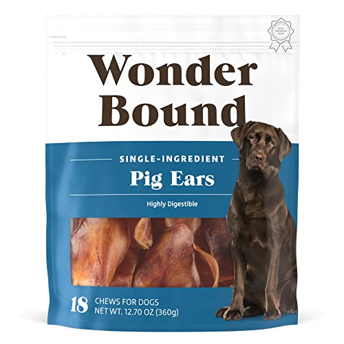 Amazon Brand – Wonder Bound Whole Pig Ears Dog Treats, Pork, 18 Count (Pack of 1) - 18 Count (Pack of 1)