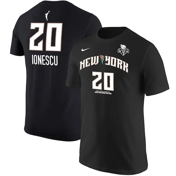 New York Liberty Sabrina Ionescu Nike Black Explorer Edition Name & Number T-Shirt