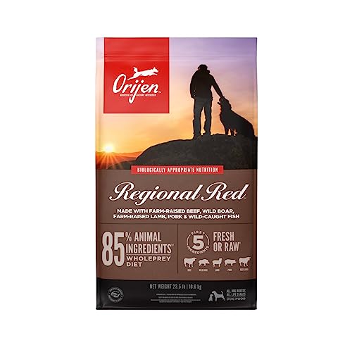 ORIJEN REGIONAL RED Dry Dog Food, Grain Free and Poultry Free Dog Food, Fresh or Raw Ingredients, 23.5lb - Regional Red - 23.5 Pound (Pack of 1)