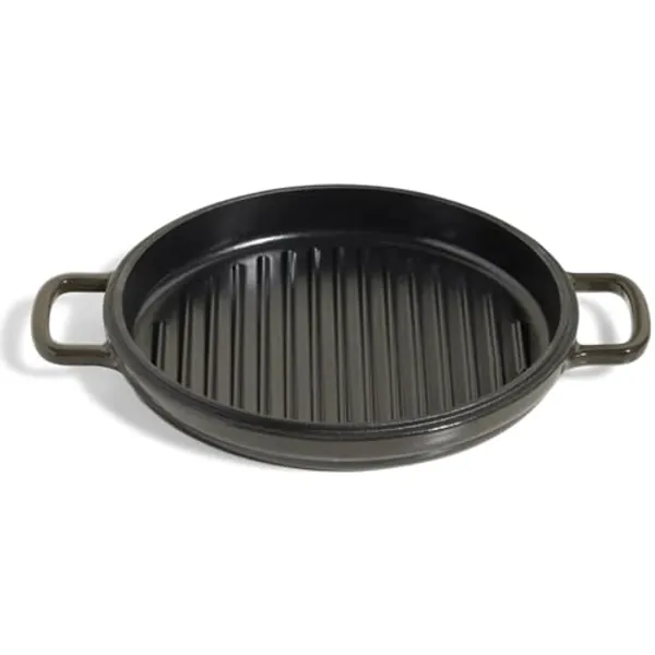 Our Place Cast Iron Hot Grill | Toxin-Free, 10.5" Round, Enameled Cast Iron Grill Pan | Indoor Serious Searing & Grill Marks | Oven Safe up to 500°F | Easy to Clean & Maintain | Char