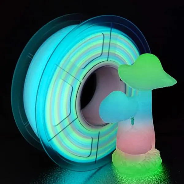 3D Printer Filament, Glow in The Dark Filament Multicolor, Pla Filament 1.75 mm Green, Blue, Red, Dimensional Accuracy +/- 0.03 mm, 1KG/Spool