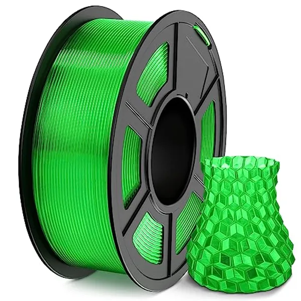SUNLU 3D Printer Filament, Neatly Wound PLA Filament 1.75 mm, Dimensional Accuracy +/- 0.02mm, Fit Most FDM 3D Printers, 1kg Spool (2.2lbs), 330 Meters, Transparent 3D Printing Filament, Clear Green