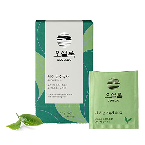 OSULLOC Pure Green Tea (Mild, Clean tasting Aroma), USDA Organic, Premium Blended Tea from Jeju, Tea Bag Series 20 count, 1.06 oz, 30g - 20 Count (Pack of 1)