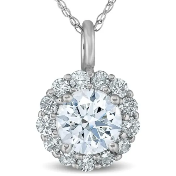 3/4 Ct Halo Diamond Pendant 14k White Gold 18" Chain Necklace