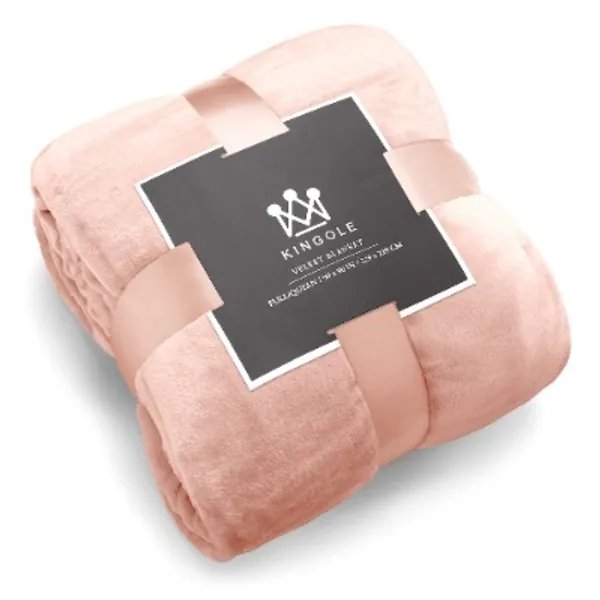 Kingole Flannel Fleece Microfiber Throw Blanket, Luxury Timid Pink Queen Size Lightweight Cozy Couch Bed Super Soft and Warm Plush Solid Color 350GSM (90 x 90 inches)