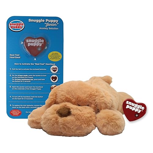 Snuggle Puppy Original Junior Dog Toys - Heartbeat Puppy for Dogs- Behavioral Aid Puppy Toys for Sleep Aid and Dog Anxiety Relief (Biscuit) - Biscuit
