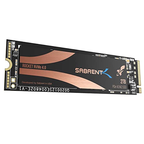 SABRENT 2TB Rocket Nvme PCIe 4.0 M.2 2280 Internal SSD Maximum Performance Solid State Drive (Latest Version) (SB-ROCKET-NVMe4-2TB). - SSD - 2TB