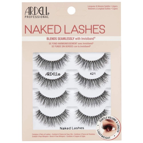 Ardell Strip Lashes Naked Lashes #421, 4 Pairs x 1-Pack - 4 Count (Pack of 1) 421 Black