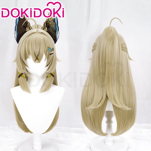 【Ready For Ship】DokiDoki Game Genshin Impact Cosplay Kirara Wig Long Straight Flaxen Brown Wig | Kirara Wig Only-Ready For Ship