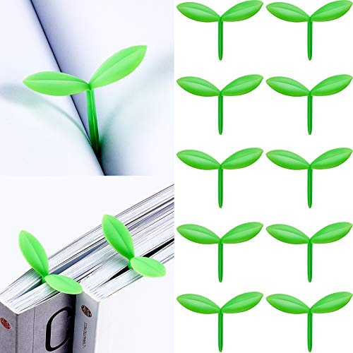 Sprout Little Green Bookmarks Mini Green Sprout Bookmarks Silicone Grass Buds Bookmarks Creative Gifts for Bookworm Book Lovers Reading (12) - 12