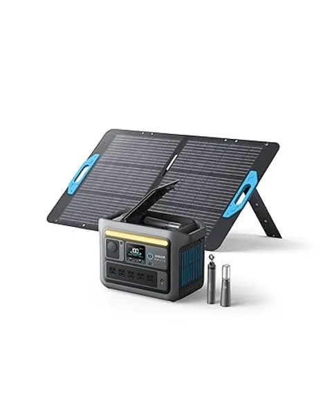 Anker SOLIX C800 Plus Portable Power Station with 100W Solar Panel, 1200W (Peak 1600W) Solar Generator with Camping Lights, 768Wh LiFePO4 Battery for Outdoor Camping, RVs, Road Trip, and Power Outages - Anker SOLIX C800 Plus+100W Solar Panel