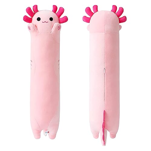 PEACH CAT Pink Long Axolotl Plush Pillow Toy Cute Axolotl Stuffed Animal for Girls and Boys 20" - Pink C - 20 inch