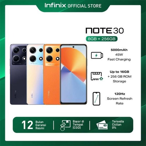 Infinix Note 30 8/256GB - Up to 16GB Extended RAM - Helio G99 - 6.78" FHD+ 120Hz - 64MP Quad Flash Light - NFC