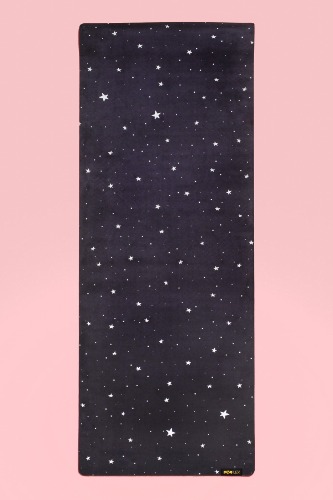 Black Starry Vegan Suede Yoga Mat by POPFLEX