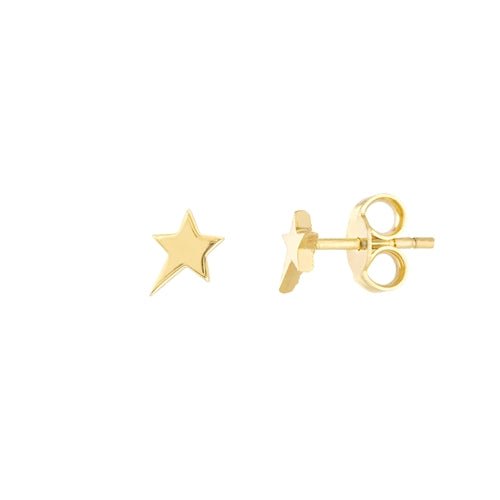 Asymmetrical Star Earrings - 14K Yellow Gold