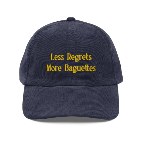 Less Regrets, More Baguettes Embroidered Hat - Navy