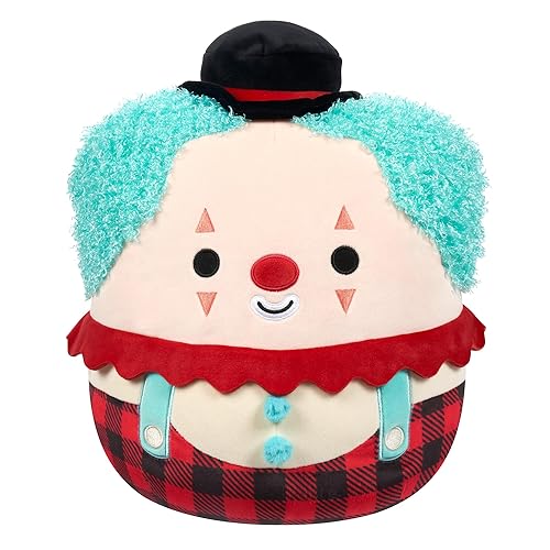 Squishmallows Original 12-Inch Ukee Clown with Teal Hair and Black Bowler Hat - Official Jazwares Plush - Red Clown