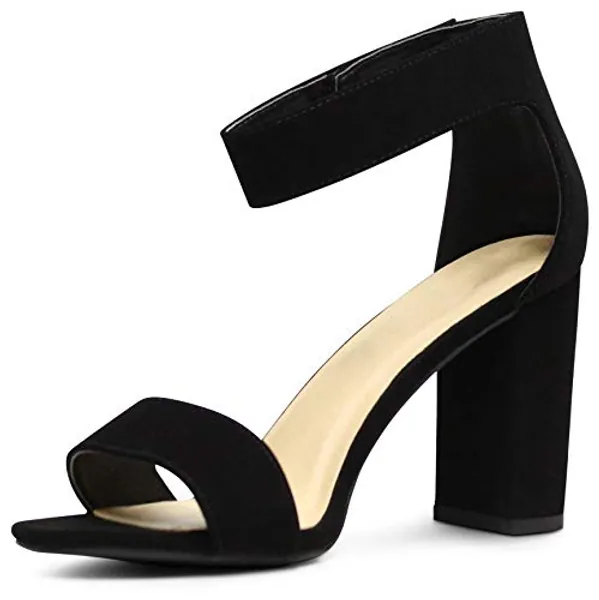 MARCOREPUBLIC Edmonton Wide-Fit Women's Open Toe Ankle Strap Chunky Block Stacked Heels Sandals