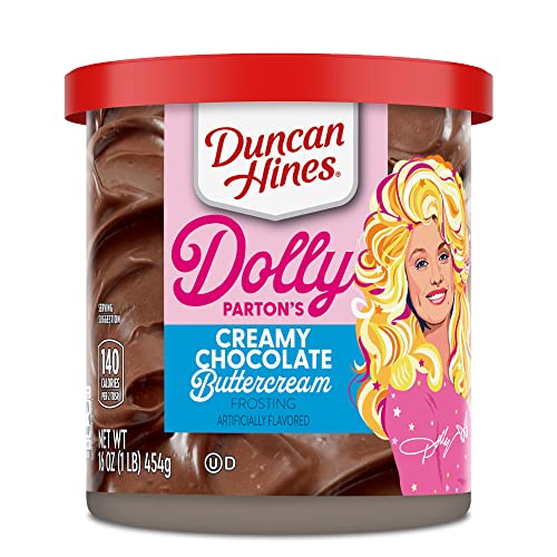 Duncan Hines Dolly Parton's Favorite Chocolate Buttercream Flavored Cake Frosting, 16 oz. - Creamy Chocolate Buttercream Frosting - 1 Pound