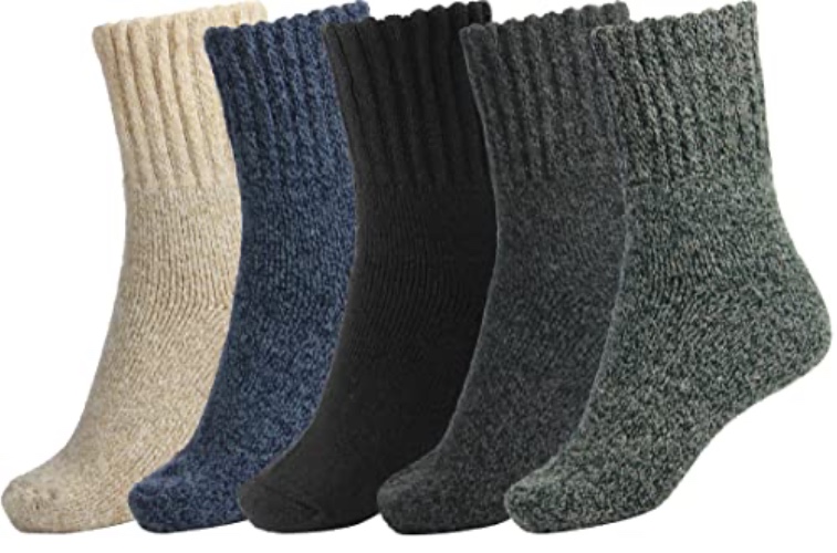BomKinta Boot Socks for Women Winter Solid Thick Warm Socks Cozy Crew Socks Christmas Gift - Medium - Gray Beige Blue Green Black -5 Pairs