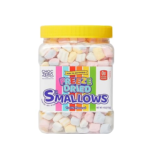 ChocZero Freeze Dried Marshmallow Bits - Zero Sugar Marshmallows - Keto, Fun Shapes, Baking, Ice Cream and Cereal Topping - 4 Ounces - Freeze Dried 4oz