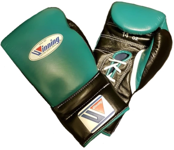Winning Lace-up Boxing Gloves - Green · Black | 12oz / No