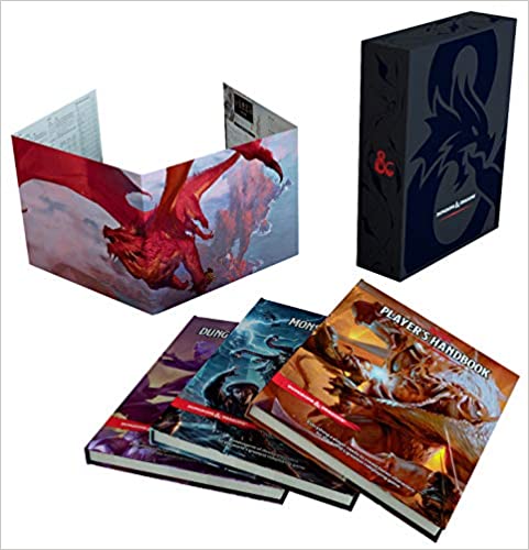 Dungeons & Dragons Core Rulebooks Gift Set (Special Foil Covers Edition with Slipcase, Player's Handbook, Dungeon Master's Guide, Monster Manual, DM Screen) - Hardcover