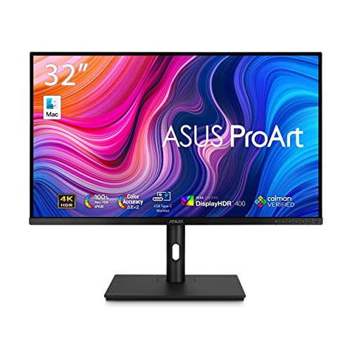 ASUS ProArt Display 32” 4K HDR Monitor (PA329CV) - UHD (3840 x 2160), IPS, 100% sRGB/Rec.709, ΔE < 2, Calman Verified, USB-C Power Delivery, DisplayPort, HDMI, USB 3.1 Hub, C-clamp, Height Adjustable - Monitor - 32" 4K HDR400 C-clamp USB-C Mac