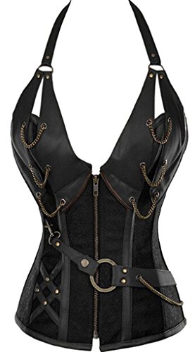 Alivila.Y Fashion Womens Steel Boned Retro Goth Steampunk Corset - Small - Black