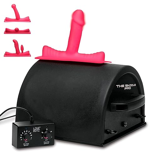 LOVE BOTZ 50X Saddle Pro Sex Machine with 4 Attachments for Men, Women, & Couples. Powerful & Durable Sex Machine Easy To Use. 5 Piece Set, Black.