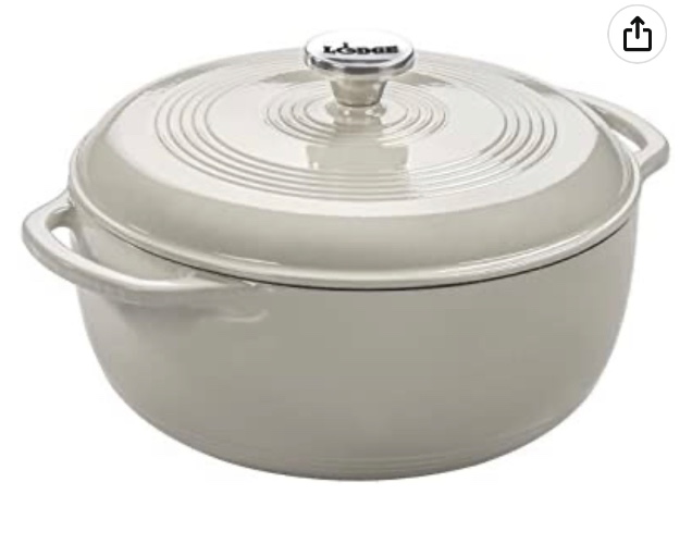 Amazon.com: Lodge EC6D13 Enameled Cast Iron Dutch Oven, 6-Quart, Oyster White: Home & Kitchen