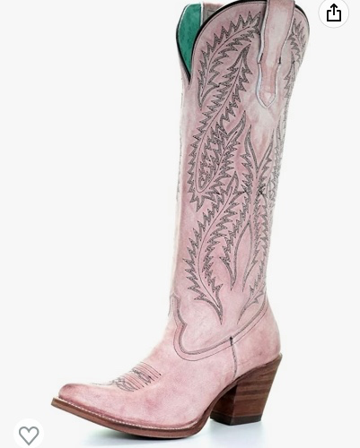 Amazon.com | Corral Ladies Rose Pink Embroidery Tall Knee-High Boots | Knee-High