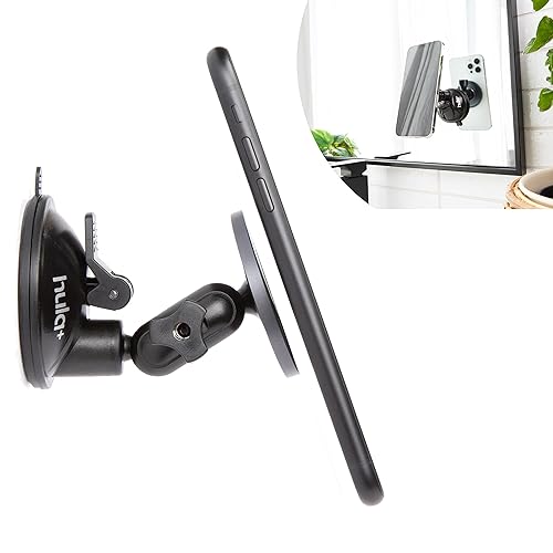 hula+ MagSafe Phone Holder Portable Mount, Reusable Stand for Shower, Mirror, Kitchen, Window, & Bathroom Compatible with MagSafe Adjustable Rotation for Content, TikTok, Movies & Music - MagSafe