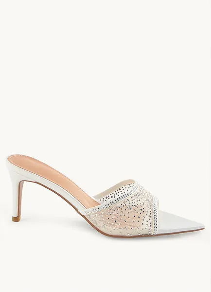 RHINESTONE MESH POINTED TOE MULES - Shoes