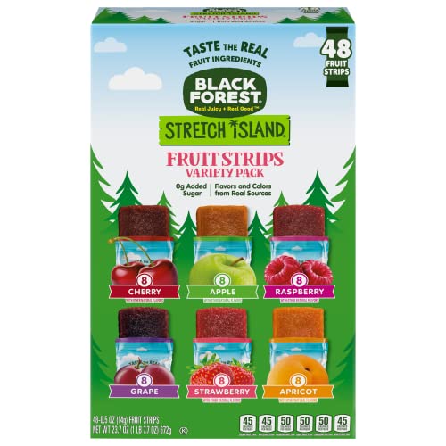 Stretch Island Black Forest Fruit Strips, Variety Pack, Cherry, Apple, Raspberry, Grape, Strawberry, Apricot, 0.5ounce Strips (Pack of 48) - Variety - 48 Count