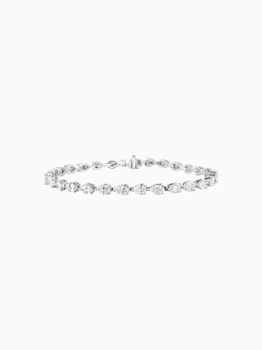 Pear Diamond Tennis Bracelet - 14K White Gold / 18cm