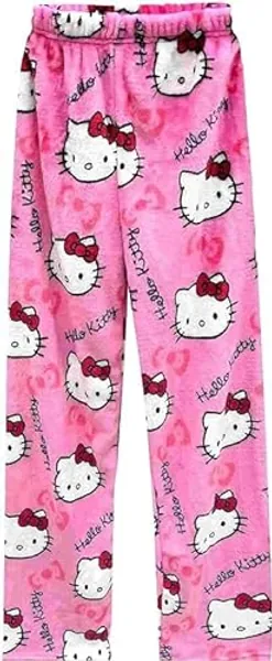 TONYOPT Anime Pajamas for Women Girls Cute Cartoon Cat Print Flannel Christmas Halloween Kawaii Casual Sleep Pajama Pants