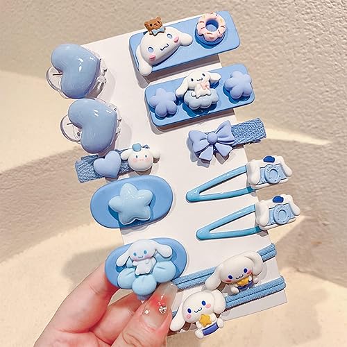 12 Pieces Kawaii Hair Clips for Girls Cartoon Girl Hair Accessories,Cute Things for Teen Girl Gifts (Blue Dog) - Blue