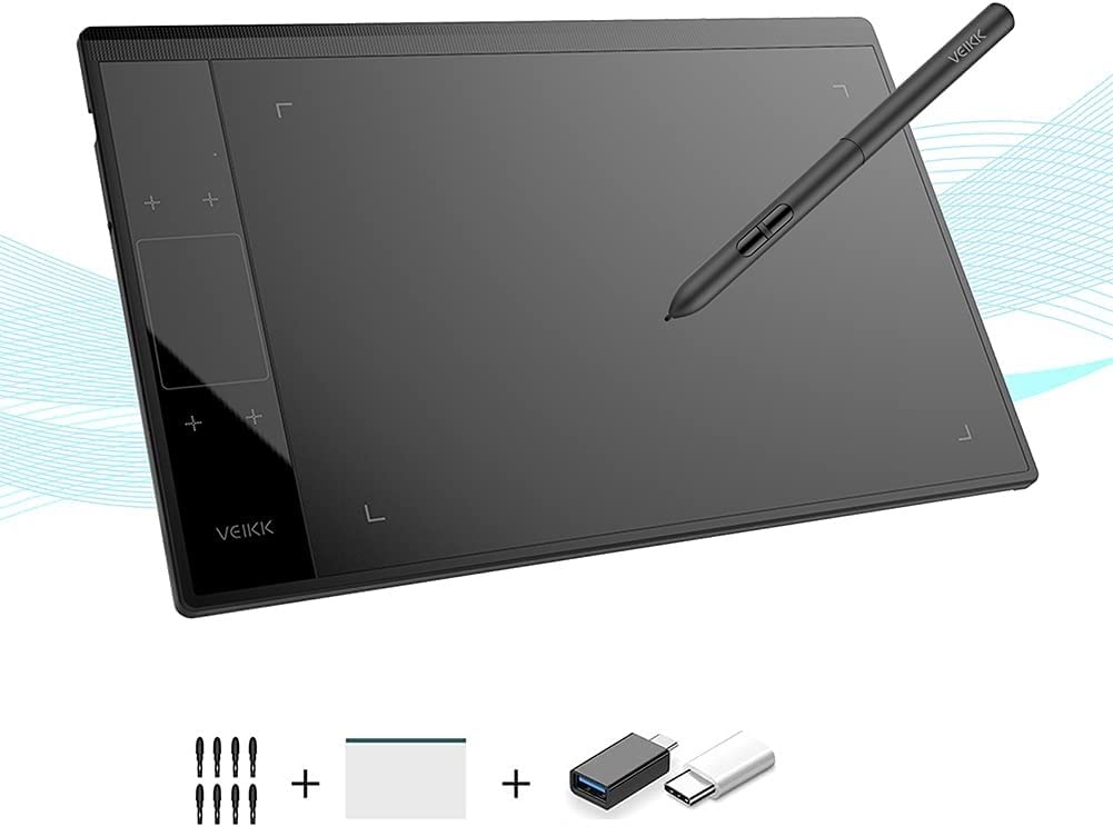 VEIKK A30 V2 Drawing Tablet 10x6 Inch Graphics Tablet with Battery-Free Pen and 8192 Professional Levels Pressure - 