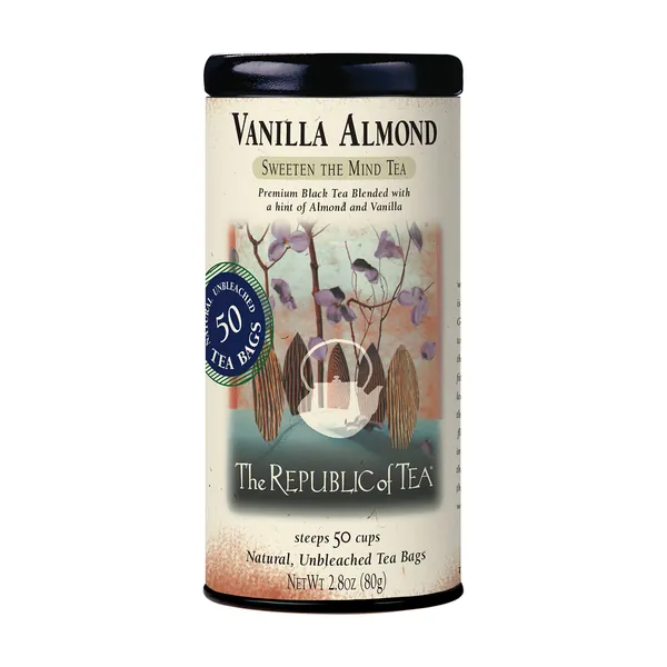 The Republic of Tea, Vanilla Almond Black Tea, Caffeinated, 50 Count - Vanilla Almond 50 Count (Pack of 1)