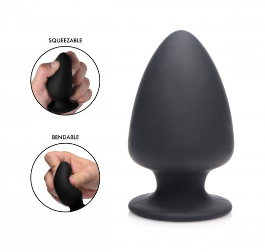 Squeezable Silicone Anal Plug Small Butt Ass Play Squeeze-It Black AG329-Small Free Discreet USA Shipping