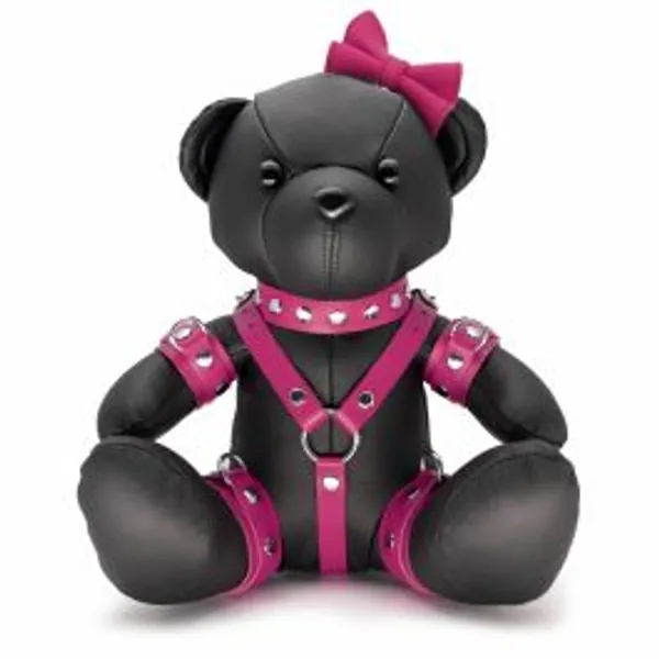 Leather Femme Bear (with leather harness & bow)