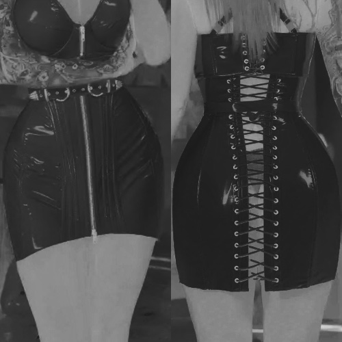 Black PVC Corseted Skirt 