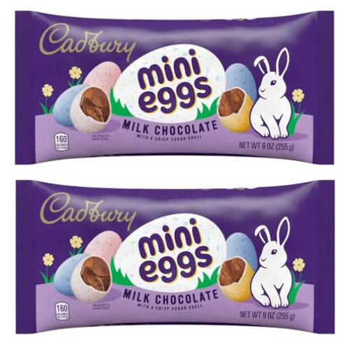 Mini Cadbury's Eggs Milk Chocolate Filled Easter Candy - Pack of 2 - Smiling Sweets - Delicious Chocolate Covered in Candy Shell - The Timeless Classic That Everyone Enjoys