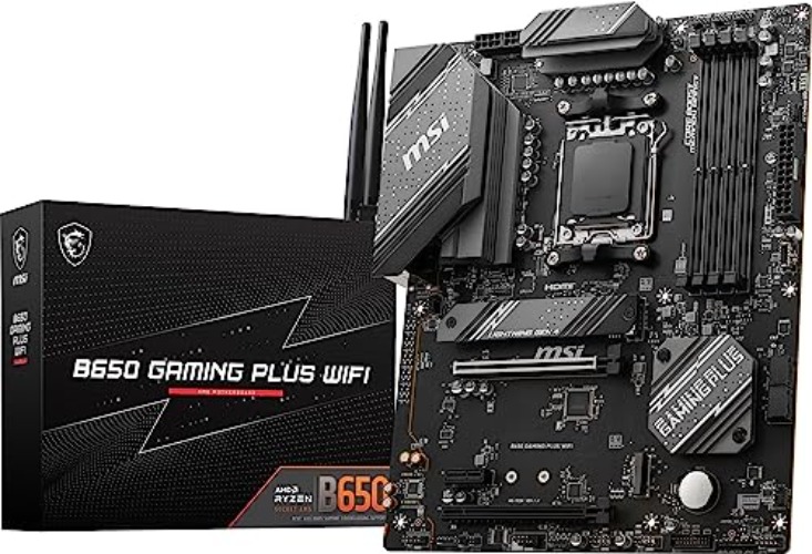 MSI B650 Gaming Plus WiFi Gaming Motherboard (AMD AM5, ATX, DDR5, PCIe 4.0, M.2, SATA 6Gb/s, USB 3.2 Gen 2, HDMI/DP, Wi-Fi 6E, Bluetooth 5.3, AMD Ryzen 7000 Series Desktop Processors) - ATX - B650 GAMING PLUS WIFI